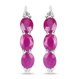 1.81 Carat Genuine Ruby and White Diamond .925 Sterling Silver Earrings