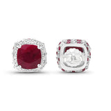 6.12 Carat Dyed Ruby, Ruby and White Topaz .925 Sterling Silver Earrings