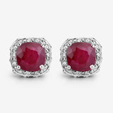 6.12 Carat Dyed Ruby, Ruby and White Topaz .925 Sterling Silver Earrings