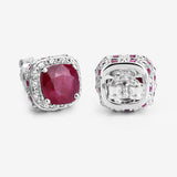 6.12 Carat Dyed Ruby, Ruby and White Topaz .925 Sterling Silver Earrings
