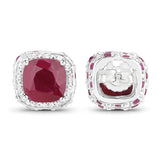 6.12 Carat Dyed Ruby, Ruby and White Topaz .925 Sterling Silver Earrings
