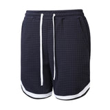 Mens Sporty Plaid-Panel Short Shorts
