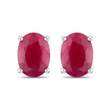 1.70 Carat Genuine Ruby 10K White Gold Earrings