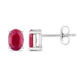 1.70 Carat Genuine Ruby 10K White Gold Earrings