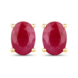 1.70 Carat Genuine Ruby 10K Yellow Gold Earrings