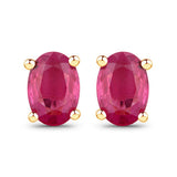 1.04 Carat Genuine Ruby 10K Yellow Gold Earrings