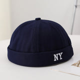 Men's Single-color Embroidered NY Letter Adjustable Trendy And Bohemian Style Landlord Hat, Suitable For Daily Casual Street Dance Outfits.