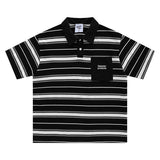 Loose-fitting Polo Shirt With A Lapel Collar Short-sleeved Striped T-shirt