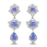 7.73 Carat Genuine Tanzanite and White Topaz .925 Sterling Silver Earrings