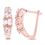 1.32 Carat Genuine Morganite and White Topaz .925 Sterling Silver Earrings