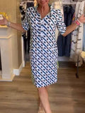 Geometric Patchwork Short-Sleeve Casual Dress
