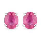 0.60 Carat Genuine Ruby 14K White Gold Earrings