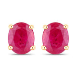 0.60 Carat Genuine Ruby 14K Yellow Gold Earrings
