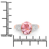 3.11 Carat Genuine Pink Tourmaline and White Diamond 14K Rose Gold Ring