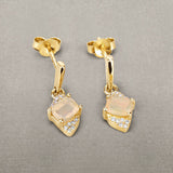 0.57 Carat Genuine Ethiopian Opal and White Diamond 14K Yellow Gold Earrings