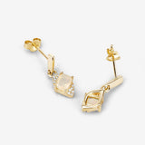 0.57 Carat Genuine Ethiopian Opal and White Diamond 14K Yellow Gold Earrings