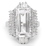 9.77 Carat Genuine Crystal Quartz & White Topaz .925 Sterling Silver Ring