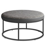 SONGMICS HOME LUIZ Collection - Ottoman Round Coffee Table Footstool Reversible Top Padded Seat Side Table Minimalist Steel Frame Max. Load 660 lb for Living Room Dove Gray ULOM078G01