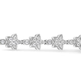 14K White Gold 1 1/5 Cttw Round Diamond Flower Blossom Link Bracelet (H-I Color, SI1-SI2 Clarity) - Size 7"