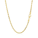 2.5mm 14k Yellow Gold Solid Diamond Cut Rope Chain