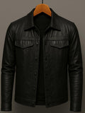 Mens Slim-fit Pilot Jacket With A Lapel Collar