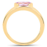 14K Yellow Gold Plated 2.40 Carat Genuine Kunzite .925 Sterling Silver Ring