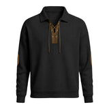 Mens Fashion Solid-Color Long-Sleeve Loose-Fit Sweatshirt