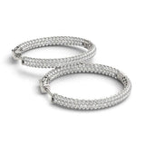 14k White Gold Two Row Pave Set Diamond Hoop Earrings (7 cttw)