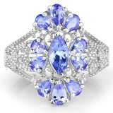 2.07 Carat Genuine Tanzanite .925 Sterling Silver Ring