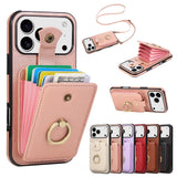 Leather Phone Case With Ring Holder And Card Slot Drop Proof Protective Case
