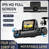 4-Channel Car DVR Dash Cam – 1080P Front, 720P Side & Rear, Night Vision