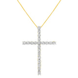 10K Yellow Gold Plated .925 Sterling Silver 4.0 Cttw Round Cut Diamond Cross Pendant Necklace (J-K Color, I1-I2 Clarity) - 18"