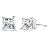 AGS Certified 2/5 Cttw Princess Cut Diamond 14K White Gold 4-Prong Solitaire Square Stud Earrings (L-M Color, I1-I2 Clarity)