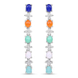 4.40 Carat Genuine Multi Stone .925 Sterling Silver Earrings