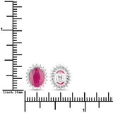 3.14 Carat Genuine Ruby and White Diamond 14K White Gold Earrings