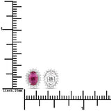 1.16 Carat Genuine Ruby and White Diamond 14K White Gold Earrings