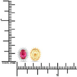 1.16 Carat Genuine Ruby and White Diamond 14K Yellow Gold Earrings