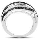 0.80 Carat Genuine Brown Diamond and White Diamond .925 Sterling Silver Ring
