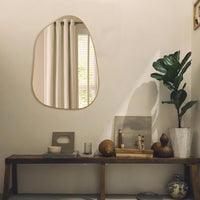 Asymmetrical Gold Mirror 28x20, Wood Frame, Home Decor