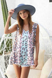 BiBi Leopard Printed Jersey Knit Color Block Sleeveless