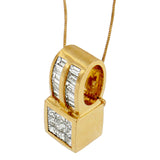 14K Yellow Gold 1 1/4 cttw Princess and Baguette Cut Geometric Inspired Diamond Pendant Necklace (H-I, VS1-VS2)