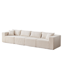 104-Inch Corduroy Modular L Shaped Sectional Sofa,Luxury Floor Couch Set,Upholstered Indoor Furniture,Foam-Filled Compressed Sofa for Living Room,Bedroom,4 PC Free Combination