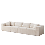 104-Inch Corduroy Modular L Shaped Sectional Sofa,Luxury Floor Couch Set,Upholstered Indoor Furniture,Foam-Filled Compressed Sofa for Living Room,Bedroom,4 PC Free Combination