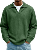Waffle-Paneled Polo Shirt Mens Lapel Knitwear