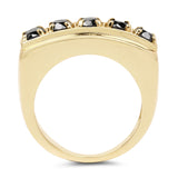 14K Yellow Gold Plated 1.25 Carat Genuine Black Diamond .925 Sterling Silver Ring