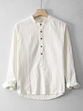 New Mens Ramie Minimalist Casual Shirt