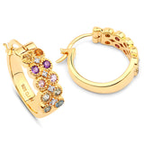 0.76 Carat Genuine Multi Stones .925 Sterling Silver Earrings
