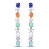 4.40 Carat Genuine Multi Stone .925 Sterling Silver Earrings