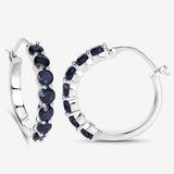 2.66 Carat Genuine Blue Sapphire .925 Sterling Silver Earrings