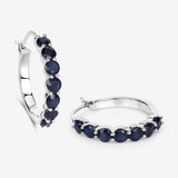 2.66 Carat Genuine Blue Sapphire .925 Sterling Silver Earrings